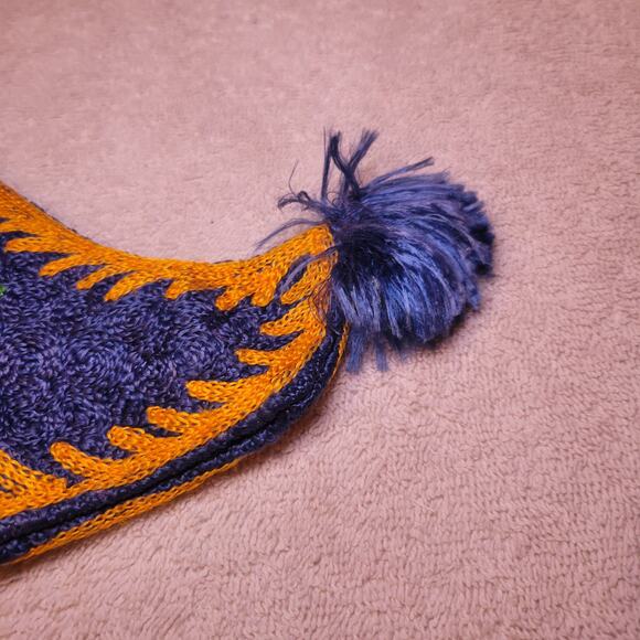 Vintage Hand Embroidered Double Sided Blue Christmas Stocking Holiday Decor - Picture 3 of 6